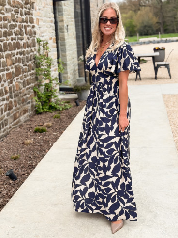 Robe longue à motifs Mirana - Bleu marine Robe longue à motifs Mirana - Bleu marine