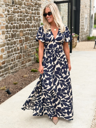 Robe longue à motifs Mirana - Bleu marine Robe longue à motifs Mirana - Bleu marine