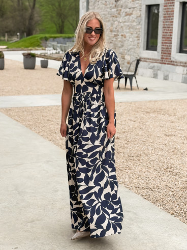 Robe longue à motifs Mirana - Bleu marine Robe longue à motifs Mirana - Bleu marine