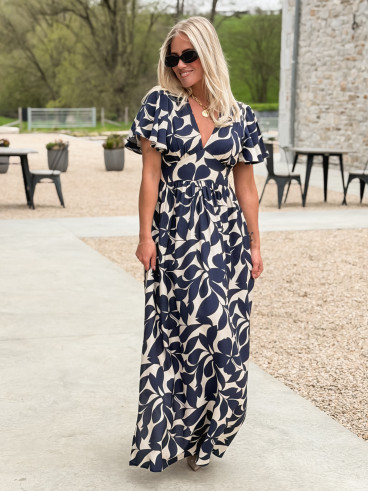 Robe longue à motifs Mirana - Bleu marine Robe longue à motifs Mirana - Bleu marine