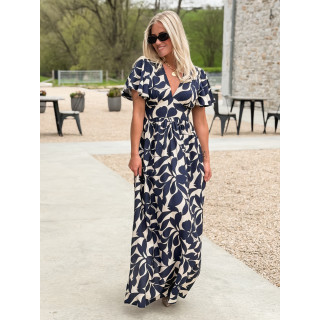 Robe longue à motifs Mirana - Bleu marine
