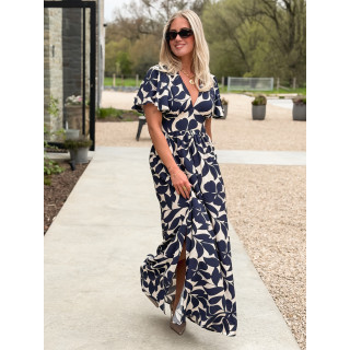 Robe longue à motifs Mirana - Bleu marine