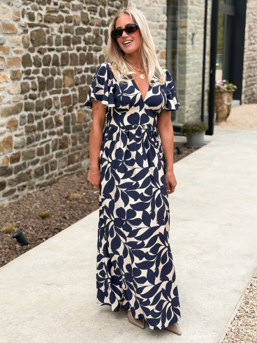 Robe longue à motifs Mirana - Bleu marine Robe longue à motifs Mirana - Bleu marine