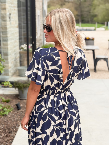 Robe longue à motifs Mirana - Bleu marine Robe longue à motifs Mirana - Bleu marine