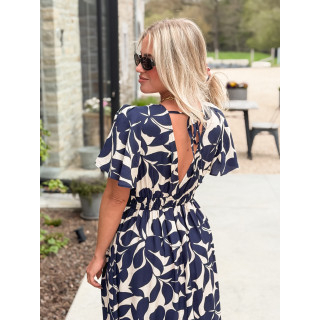 Robe longue à motifs Mirana - Bleu marine