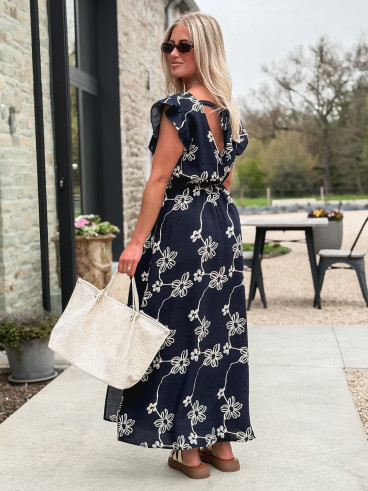 Robe longue à fleurs Aida - Bleu marine Robe longue à fleurs Aida - Bleu marine