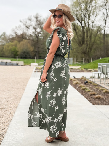 Robe longue à fleurs Aida - Kaki Robe longue à fleurs Aida - Kaki