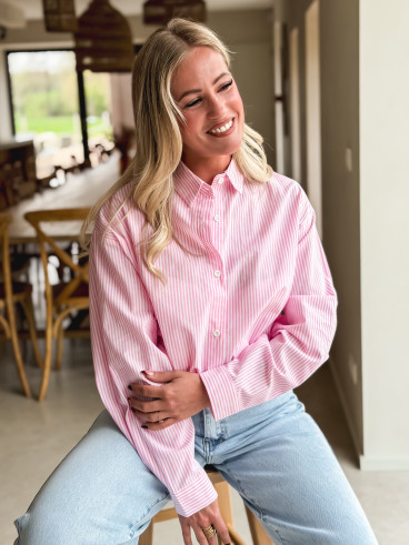 Chemise lignée Madelina - Rose