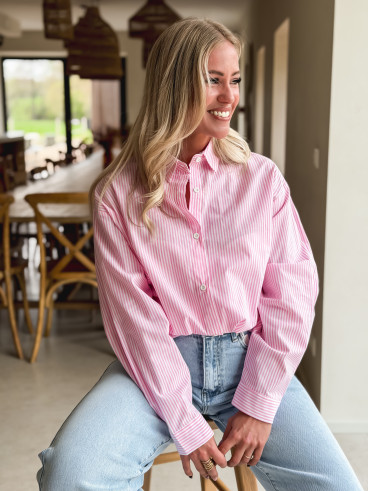 Chemise lignée Madelina - Rose