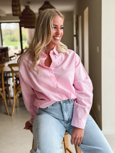Chemise lignée Madelina - Rose