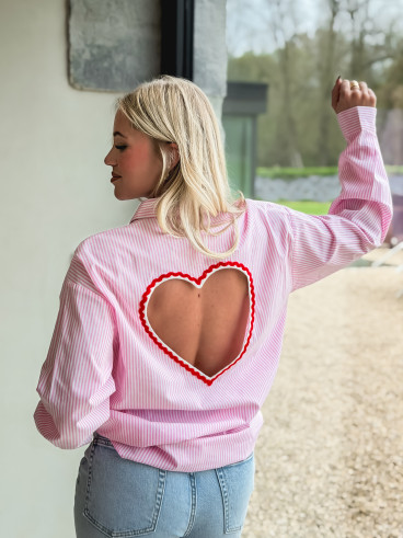 Chemise lignée Madelina - Rose