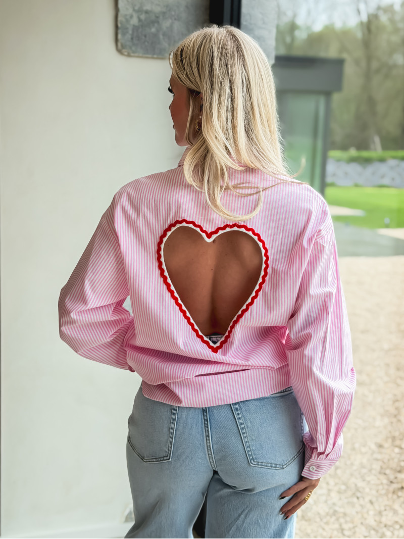 Chemise lignée Madelina - Rose