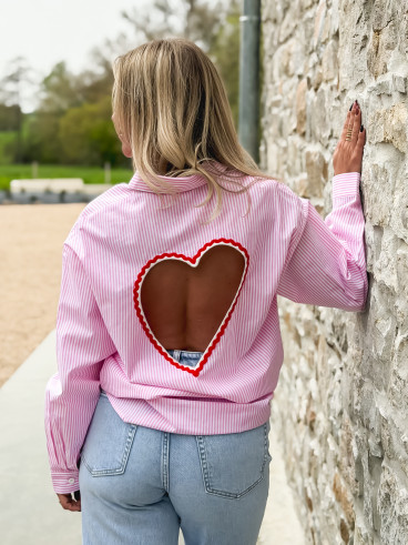 Chemise lignée Madelina - Rose