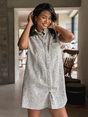 Robe léopard Kyoto - Beige