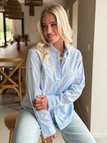 Chemise à motifs Citron - Bleu