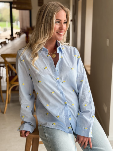 Chemise à motifs Citron - Bleu Chemise à motifs Citron - Bleu