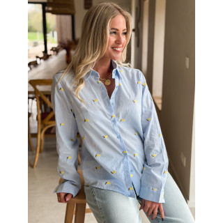 Chemise à motifs Citron - Bleu