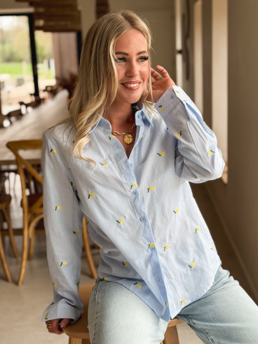 Chemise à motifs Citron - Bleu Chemise à motifs Citron - Bleu