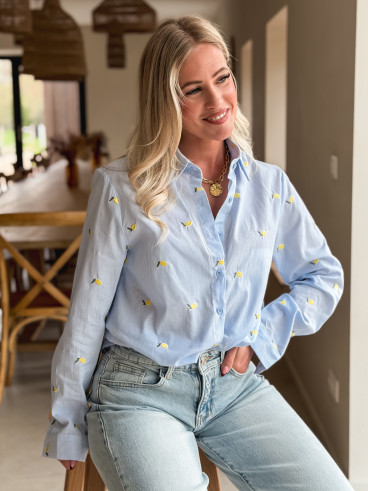 Chemise à motifs Citron - Bleu Chemise à motifs Citron - Bleu