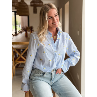 Chemise à motifs Citron - Bleu