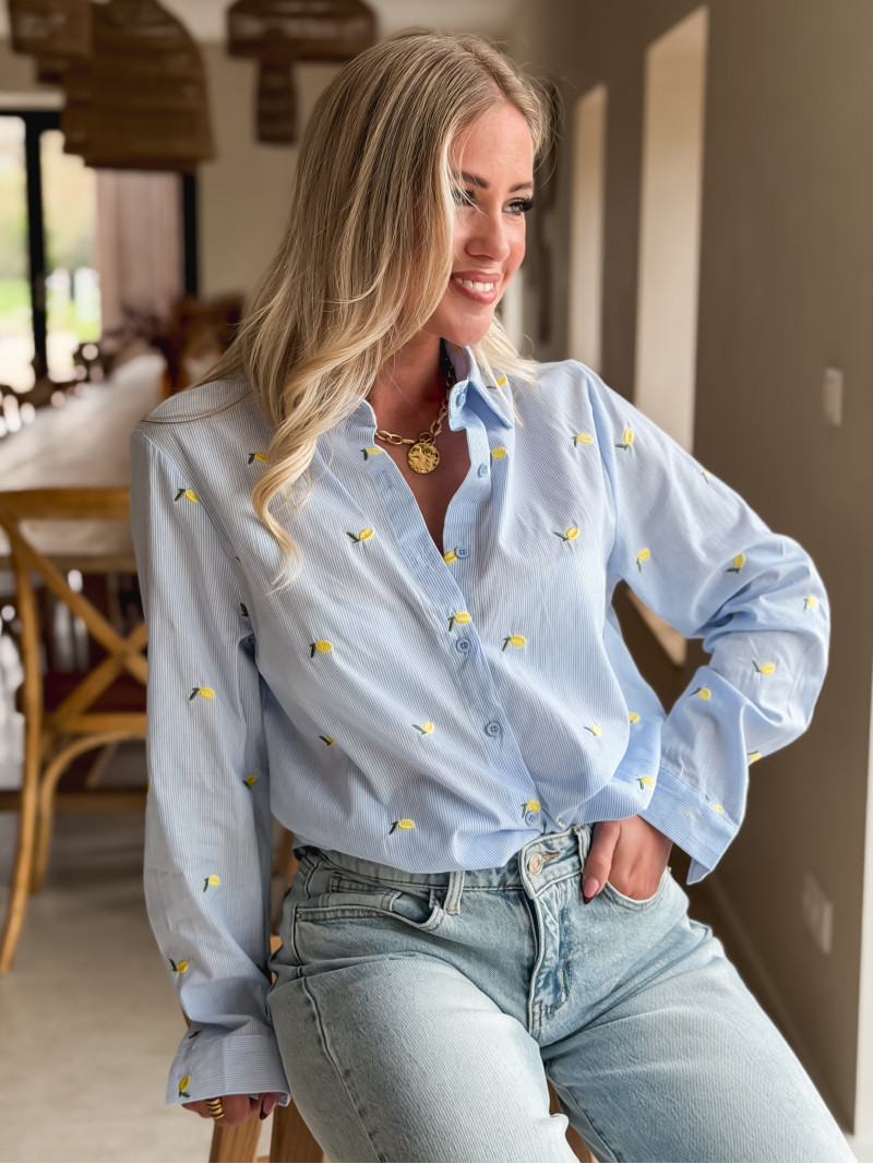 Chemise à motifs Citron - Bleu Chemise à motifs Citron - Bleu
