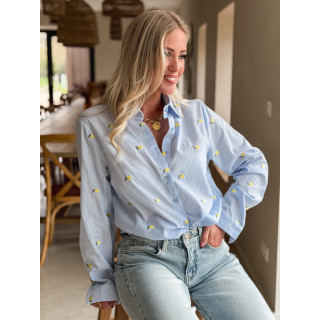 Chemise à motifs Citron - Bleu