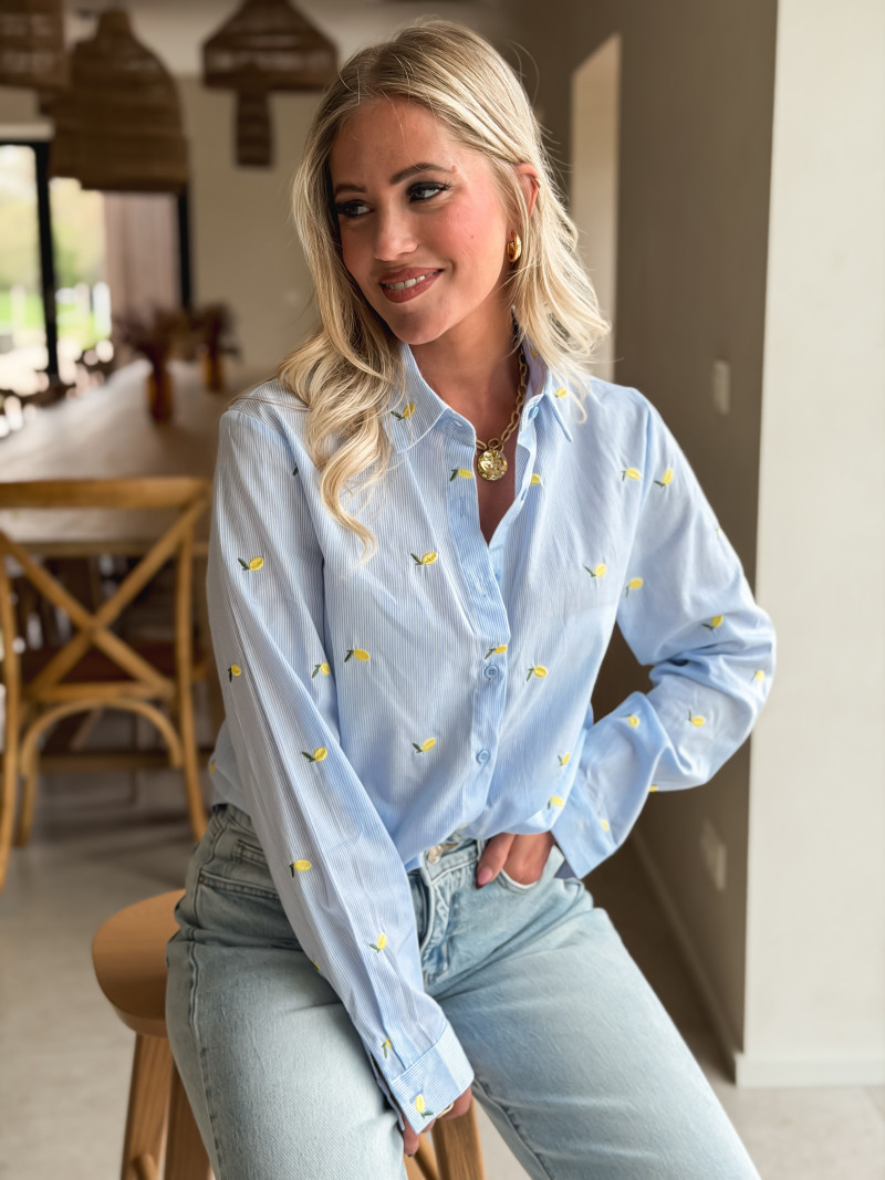 Chemise à motifs Citron - Bleu