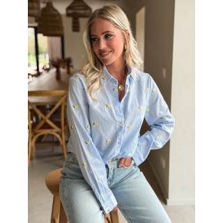 Chemise à motifs Citron - Bleu