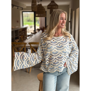 Blouse en crochet Stockholm - Bleu ciel