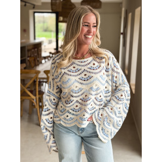 Blouse en crochet Stockholm - Bleu ciel