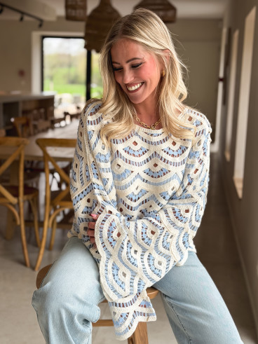 Blouse en crochet Stockholm - Bleu ciel