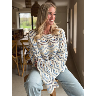 Blouse en crochet Stockholm - Bleu ciel