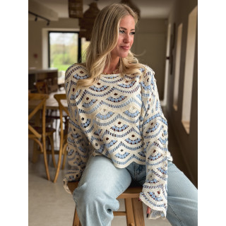 Blouse en crochet Stockholm - Bleu ciel