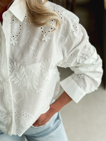 Chemise courte Délia - Blanc