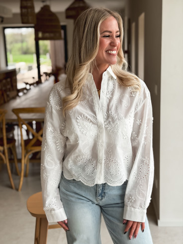 Chemise courte Délia - Blanc