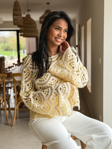 Blouse en crochet Stockholm - Jaune
