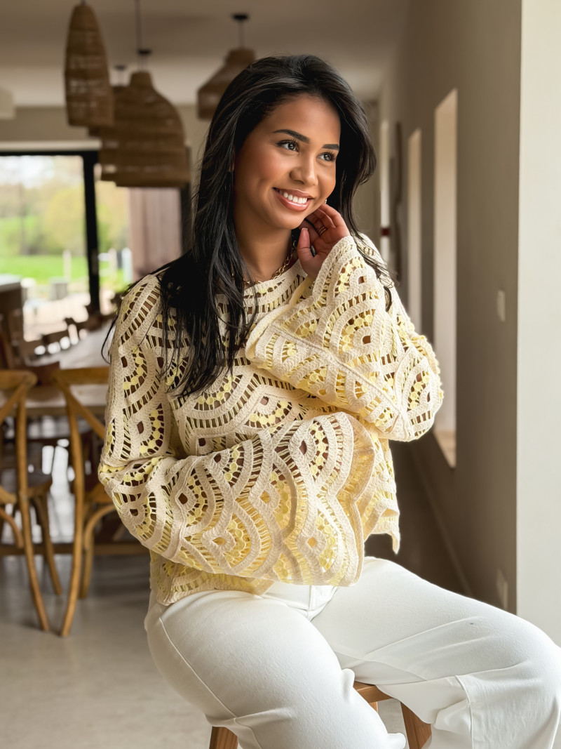 Blouse en crochet Stockholm - Jaune Blouse en crochet Stockholm - Jaune