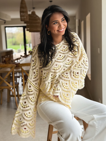 Blouse en crochet Stockholm - Jaune Blouse en crochet Stockholm - Jaune