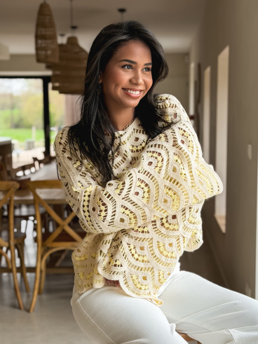 Blouse en crochet Stockholm - Jaune Blouse en crochet Stockholm - Jaune