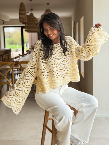 Blouse en crochet Stockholm - Jaune Blouse en crochet Stockholm - Jaune