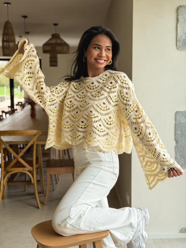 Blouse en crochet Stockholm - Jaune Blouse en crochet Stockholm - Jaune