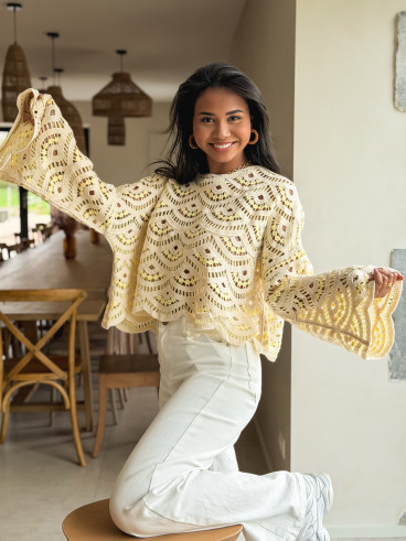 Blouse en crochet Stockholm - Jaune Blouse en crochet Stockholm - Jaune