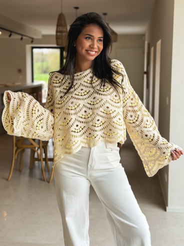 Blouse en crochet Stockholm - Jaune Blouse en crochet Stockholm - Jaune