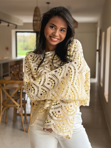 Blouse en crochet Stockholm - Jaune Blouse en crochet Stockholm - Jaune