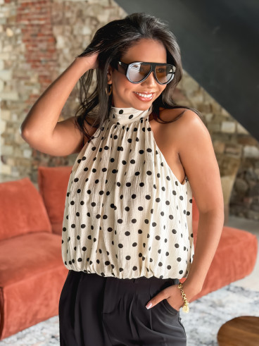 Blouse à pois Vanysia - Beige