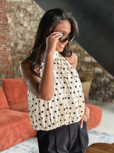 Blouse à pois Vanysia - Beige