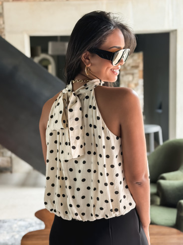 Blouse à pois Vanysia - Beige