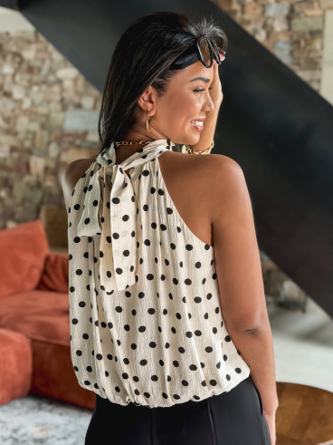 Blouse à pois Vanysia - Beige