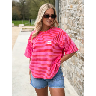 T-shirt ligné Imaya - Fuchsia