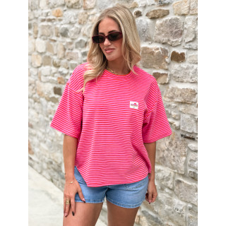 T-shirt ligné Imaya - Fuchsia